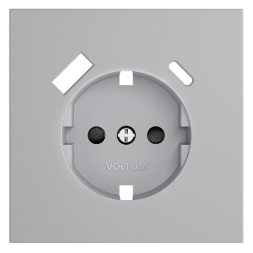 Накладка для розетки с заземлением и защитными шторками, с USB A+C, (серый) Voltum S70 VLS001016