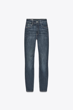 ZARA ДЖИНСЫ TRF SKINNY С ВЫСОКОЙ ПОСАДКОЙ, МОРСКОЙ СИНИЙ