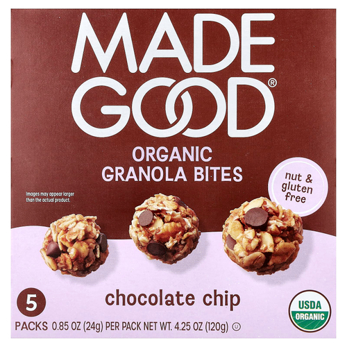 MadeGood, Granola Minis, шоколадная крошка, 5 пакетиков по 24 г (0,85 унции)
