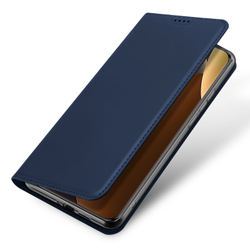 Чехол книжка из кожи синего цвета для Xiaomi Redmi Note 15 Pro Plus 5G и Poco M8 Pro 5G, серия Skin Pro Series от Dux Ducis