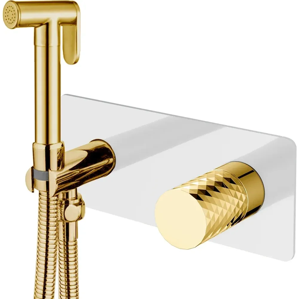 Гигиенический душ Boheme Stick 127-WG со смесителем, С ВНУТРЕННЕЙ ЧАСТЬЮ, white, diamond gold