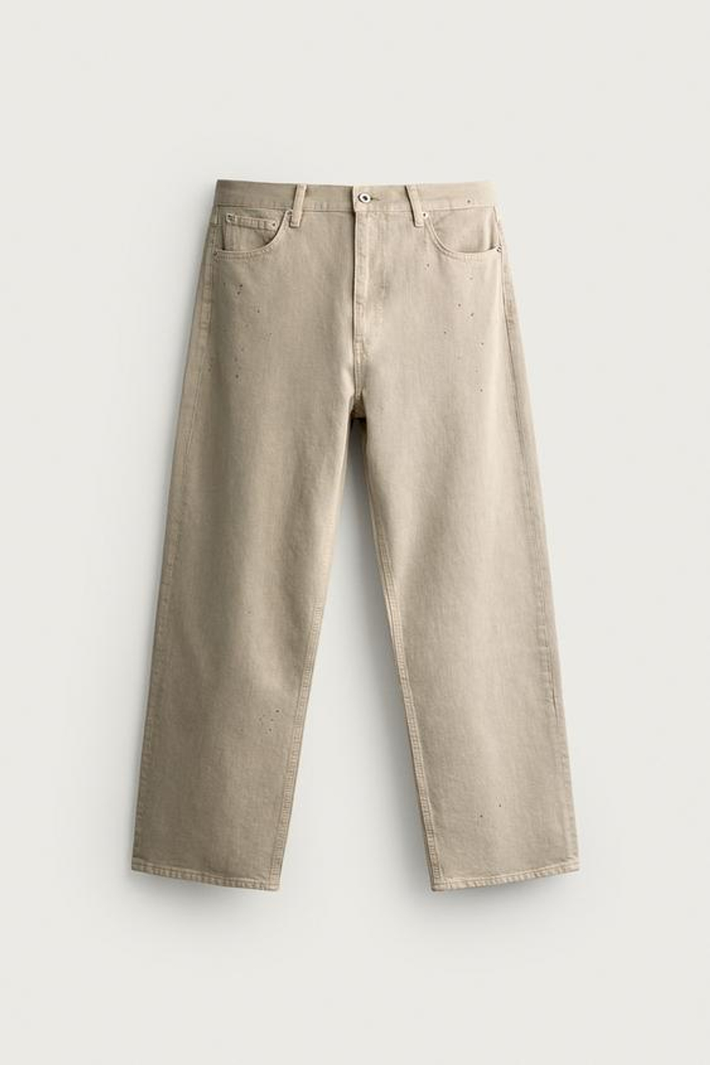 ZARA ДЖИНСЫ RELAXED FIT, ЭКРЮ/ЧЕРНЫЙ