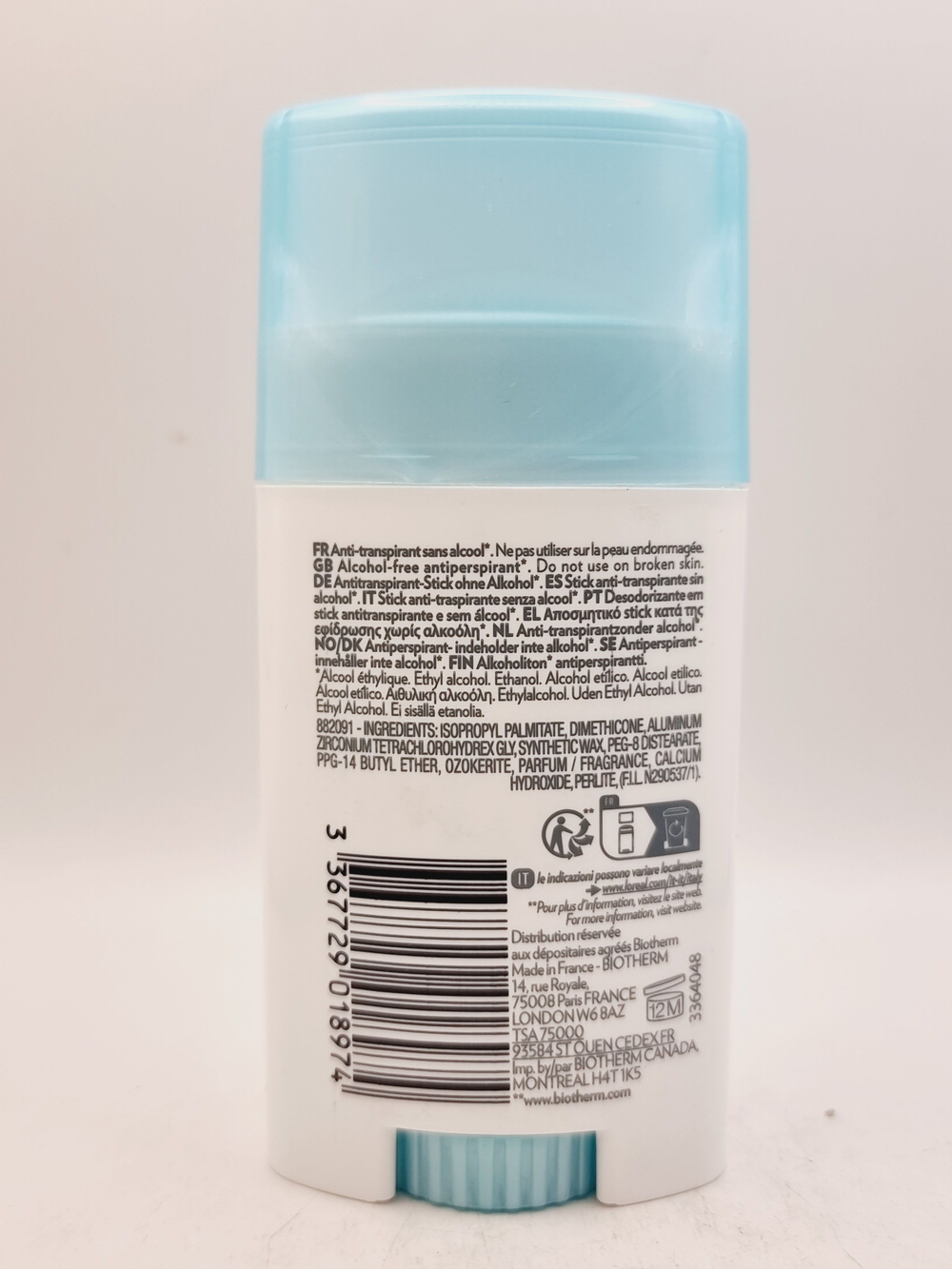 Biotherm Антиперспирант-стик Deo Pure 48 часов, с минеральным комплексом без спирта 40 мл (из Финляндии)
