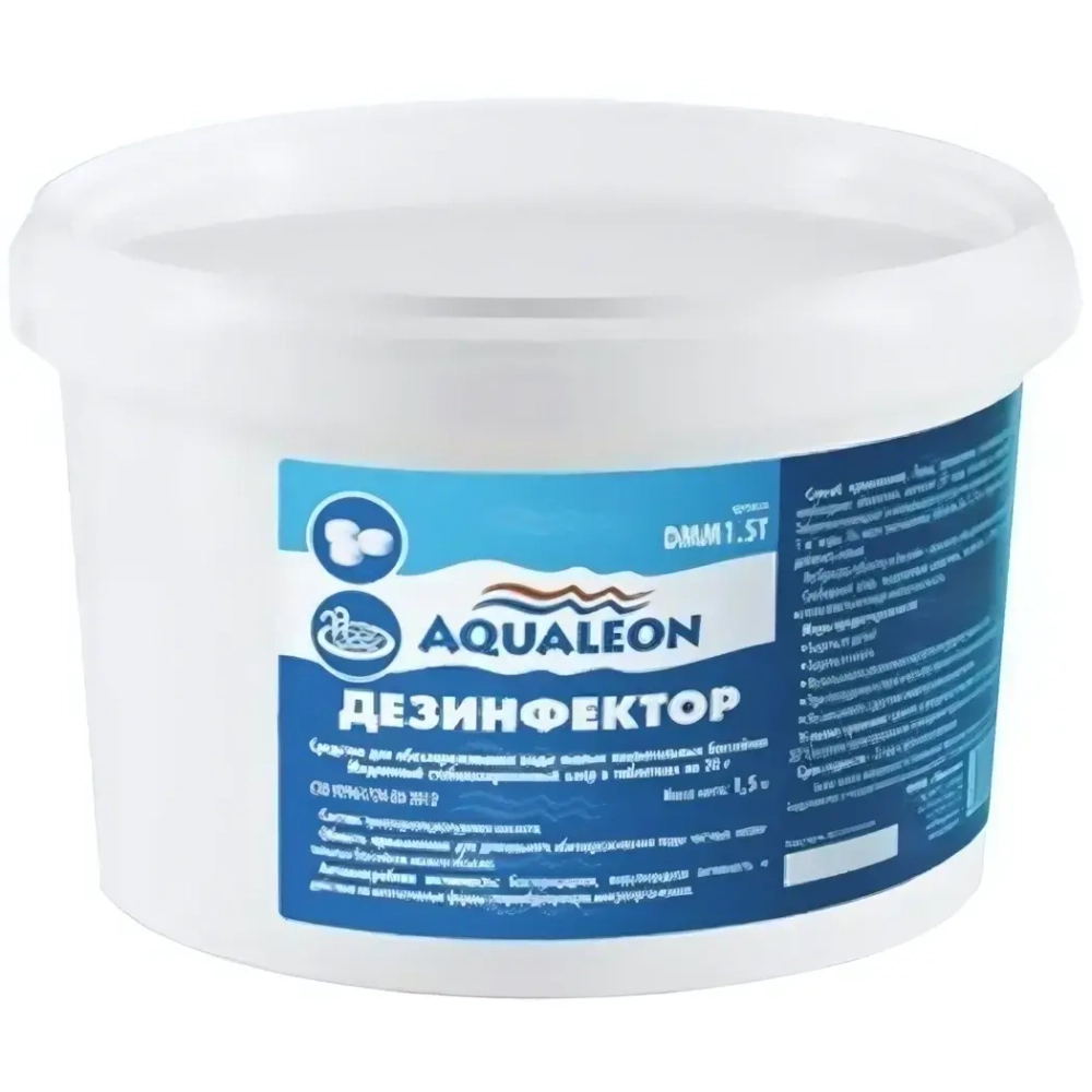 Комплексное средство для дезинфекции воды в бассейне Aqualeon DKM1.5T в таблетках по 20 гр. (банка,1,5 кг,0029)