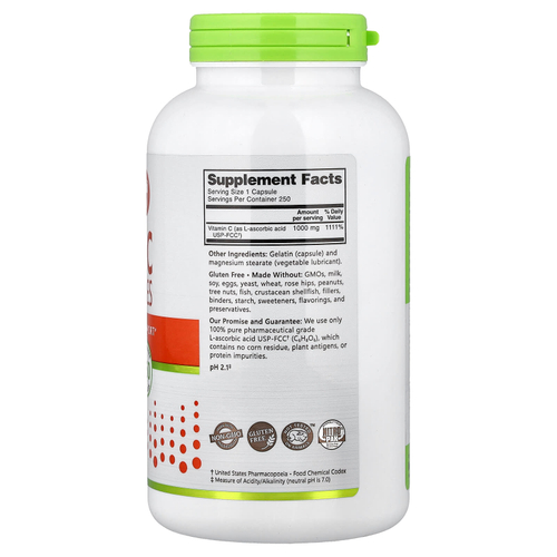 NutriBiotic, Immunity, витамин C, 1000 мг, 250 капсул