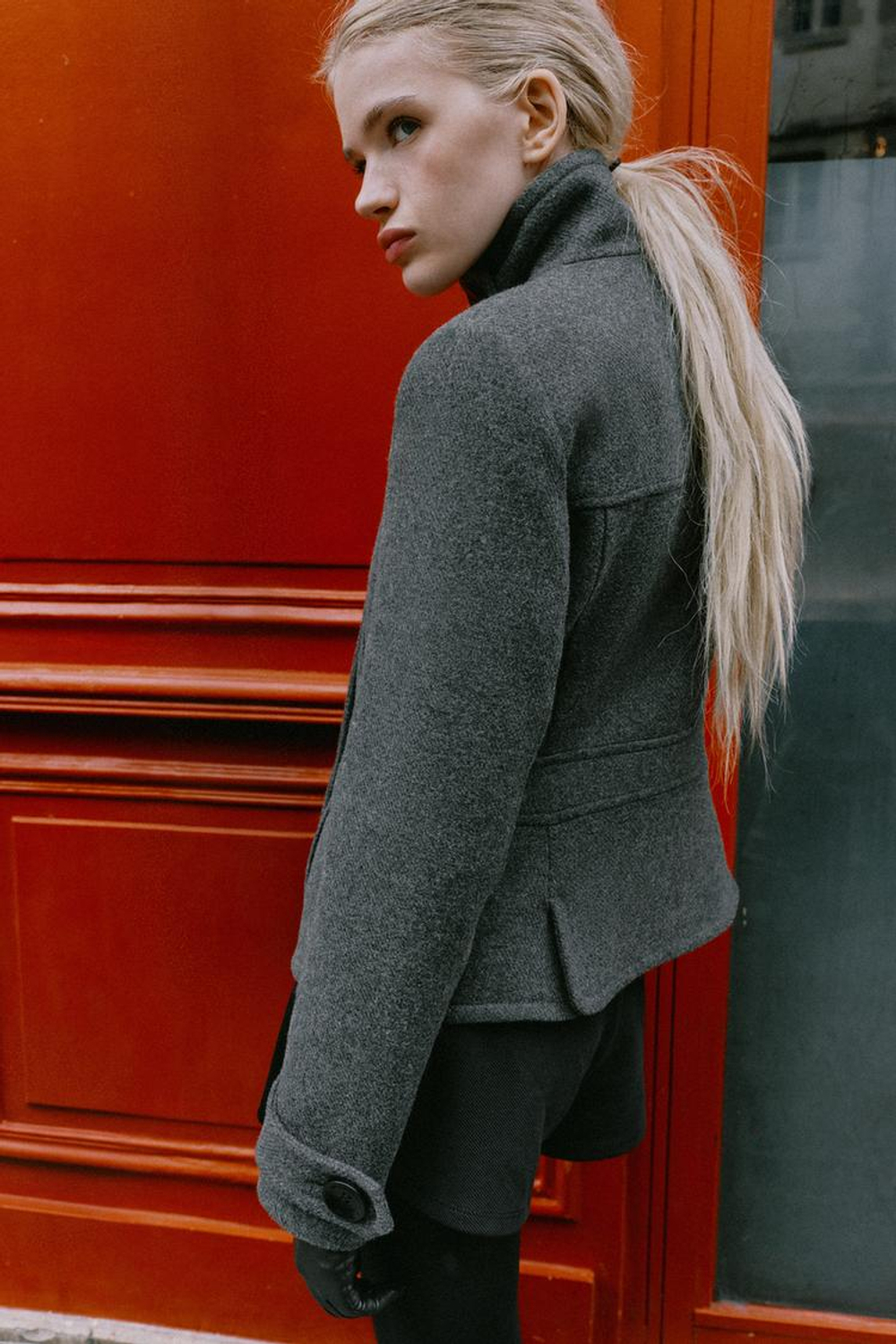 ZARA ШЕРСТЯНОЕ ПАЛЬТО, СЕРЫЙ