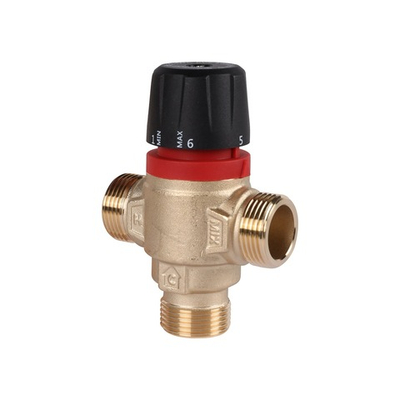Клапан термостатический смесительный ROMMER - 3/4" (НР/НР, 35-60°C, Kvs 1.6, L-смешивание)