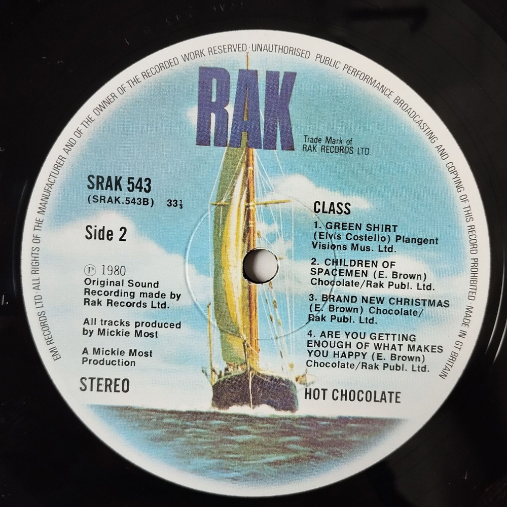 Винтажная виниловая пластинка LP Hot Chocolate Class (UK 1980)