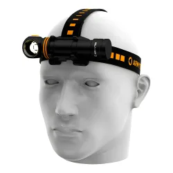 Мультифонарь Armytek Elf C2 Max LR USB-C дальнобойный (тёплый свет) - назобное крепление на манекене