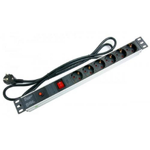 ITK Блок розеток в шкаф 19", 1U, 6 гнезд, шнур 2м, с LED выключателем