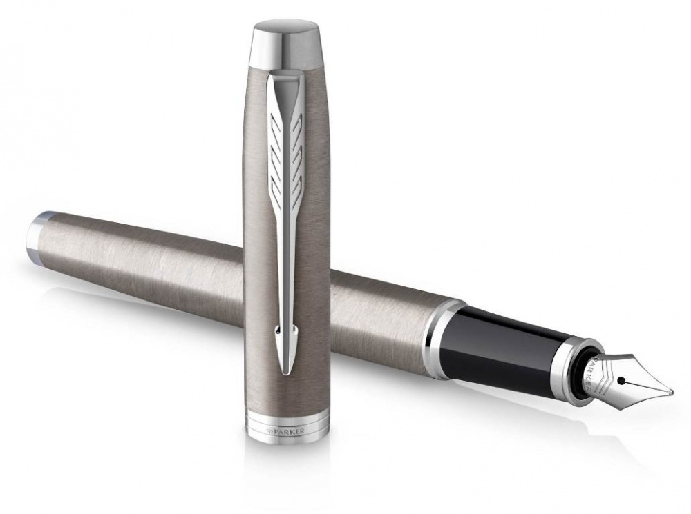 Набор из 2х ручек в подарочной коробке Parker IM "Duo" Stainless Steel CT;.  Шариковая и перьевая ручка.