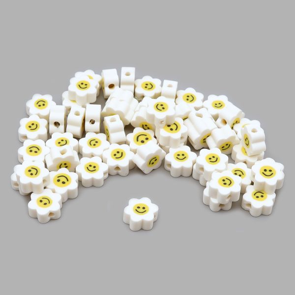 Бусины полимерная глина набор Цветочки смайлики, 50 шт/упак, Astra&Craft, ZZ1350