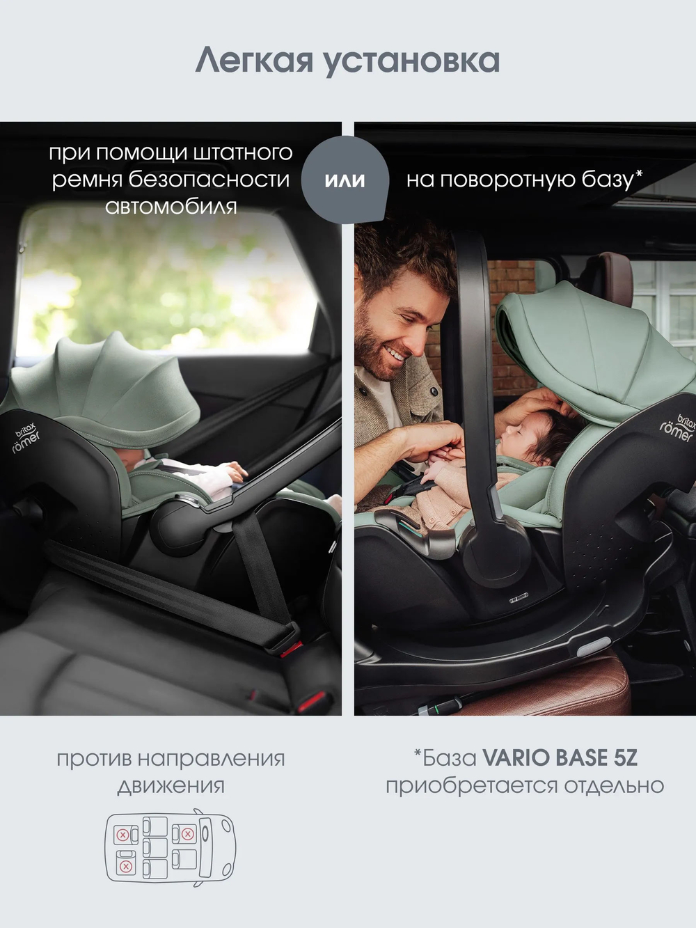 Автокресло 0+ Britax Roemer BABY-SAFE PRO, Стиль зеленый (style sage green)