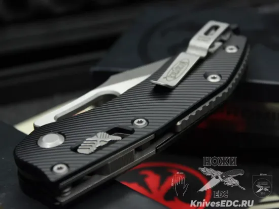 Microtech Stitch Ram-Lok S/E - нож складной, черн. алюм. рук-ть, стоунвош клинок