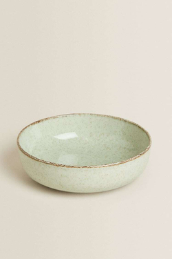 ZARA HOME ФАРФОРОВАЯ ПИАЛА С ОБОДКОМ ПОД СТАРИНУ, ЦВЕТ МОРСКОЙ ВОЛНЫ