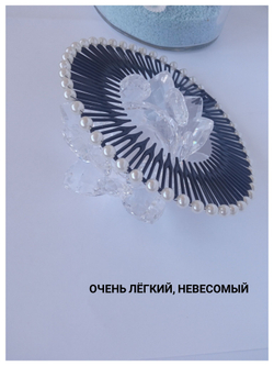 Ободок-гребень с жемчужными бусинами коричневый