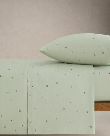 ZARA HOME ДЕТСКАЯ ПРОСТЫНЯ ИЗ ХЛОПКА СО ЗВЕЗДАМИ, ЗЕЛЕНЫЙ