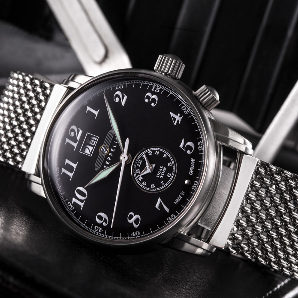 ZEPPELIN Piaget Collection Quartz Movement Men"s Watches Watch 42 Black Dial Stainless Steel Watchband