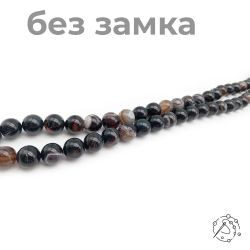 Нить бусин из агата коричневого 12 мм