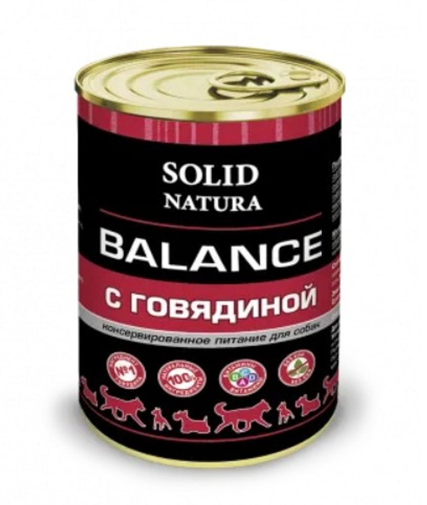 Влажный корм для собак Solid Natura Balance Говядина банка 340гг Влажный корм для собак Solid Natura Balance Говядина банка 340гг