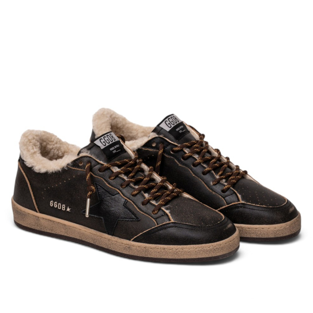 Men’s Ball Star Shearling in Dark Brown Suede With Dark Brown Leather Star and Heel Tab