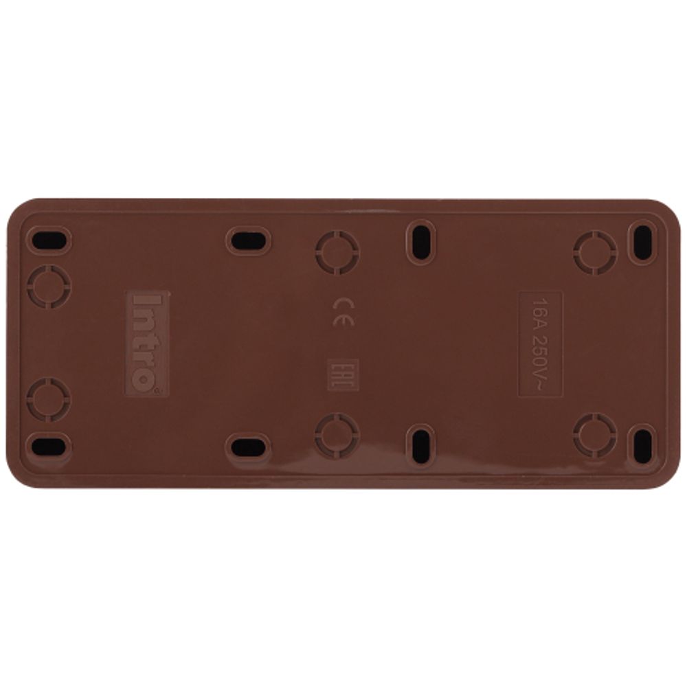 Розетка Intro Quadro 2-205-10 без заземления тройная 3х2P 16А-250В IP20 ОУ венге | Intro