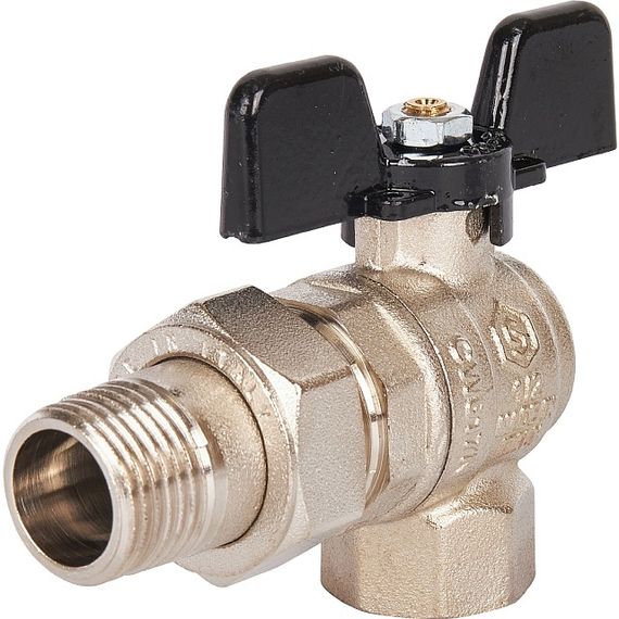 Кран шаровый со сгоном STOUT Н-В 1/2"угловой бабочка полнопроходной 32830