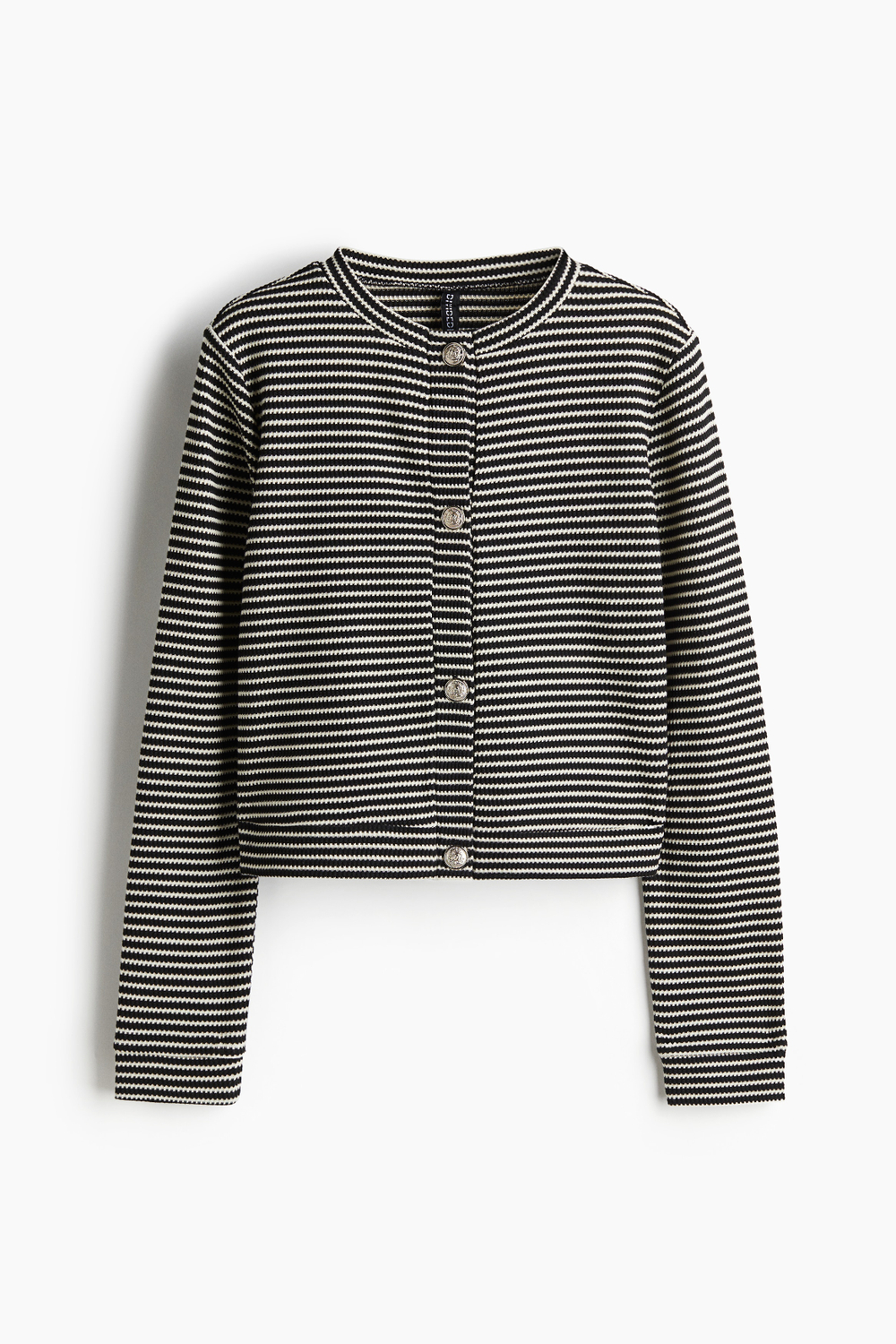 Фактурный трикотажный кардиган в полоску - H&M