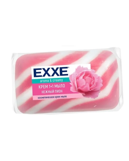Туалетное крем+мыло EXXE 1+1 "Нежный пион" 1шт*80г (РОЗОВОЕ) полосатое одиночное