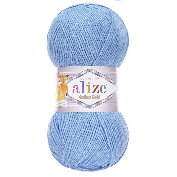 Пряжа Alize (Ализе) Cotton Gold / уп.5 мот. по 100 г, 330м, 040 голубой A