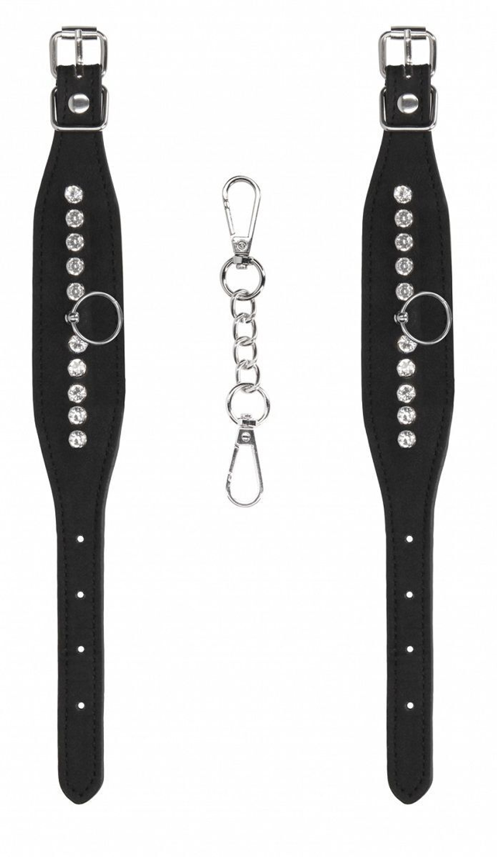 Черные наручники Diamond Studded Wrist Cuffs (Цвет: черный)