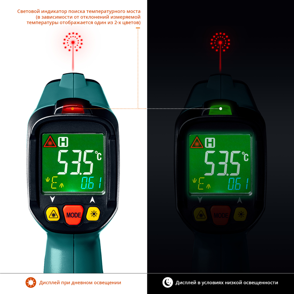 KRAFTOOL TRM-550, -50° +550°С, пирометр инфракрасный (45705-550)