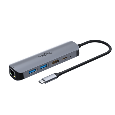 Type-C хаб VegGieg: HDMI + USB 3.0 + PD | Алюминиевый корпус | Без драйверов