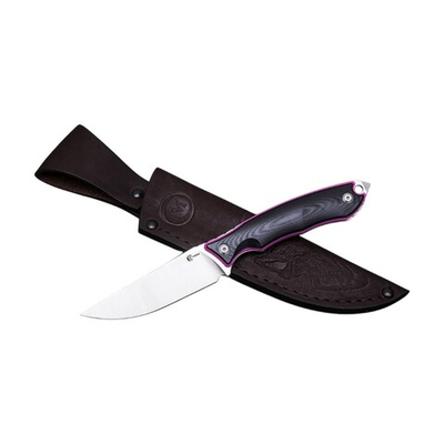 Нож кузница Семина Коршун техно малый, ст.N 690,ц.м. рук.G10 черн.,сп.роз., чехол кайдекс
