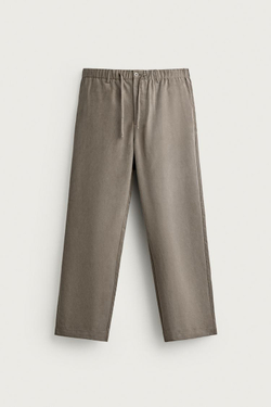 ZARA СТРУЯЩИЕСЯ БРЮКИ RELAXED FIT, НАТУРАЛЬНЫЙ СЕРЫЙ
