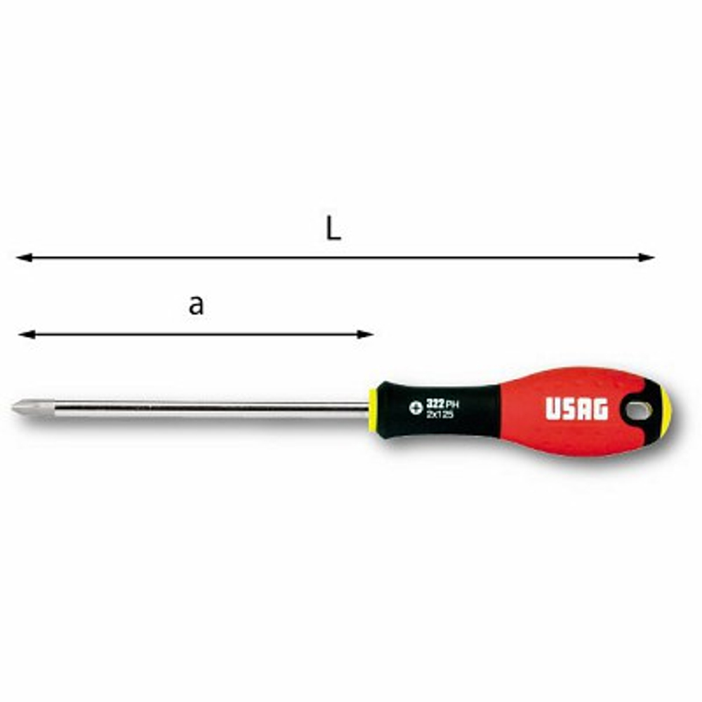 322 PH Отвертка крестовая для винтов PHILLIPS® 1х100, USAG (Италия)