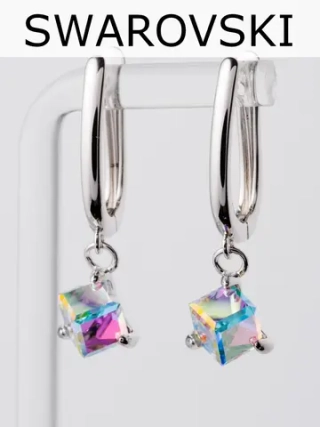 Серьги-подвески Миражи с кристаллом-хамелеоном Swarovski