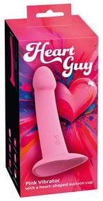 Розовый вибростимулятор на присоске Heart Guy - 19 см. (Цвет: розовый)