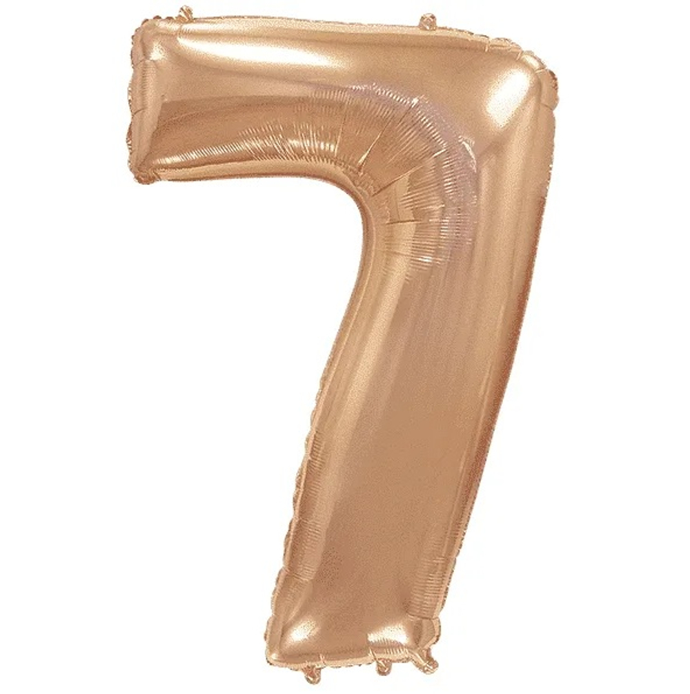 Шар фольга Цифра 7 Rose Gold Розовое Золото 102 см с гелием
