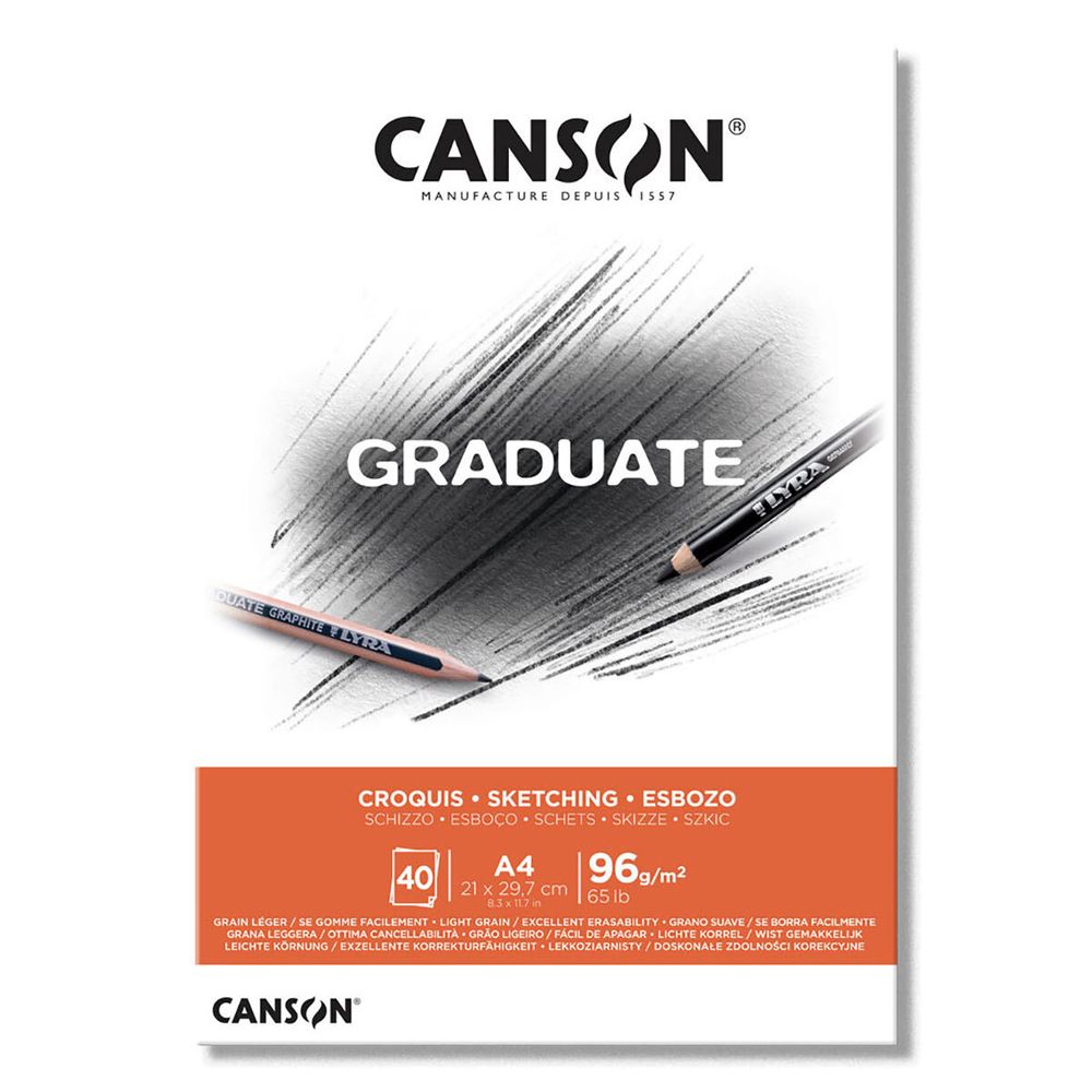 Альбом для набросков Graduate Sketching 96 г/м², A4 21х27.9 см, склейка с одной стороны 40 л, Canson C400110362