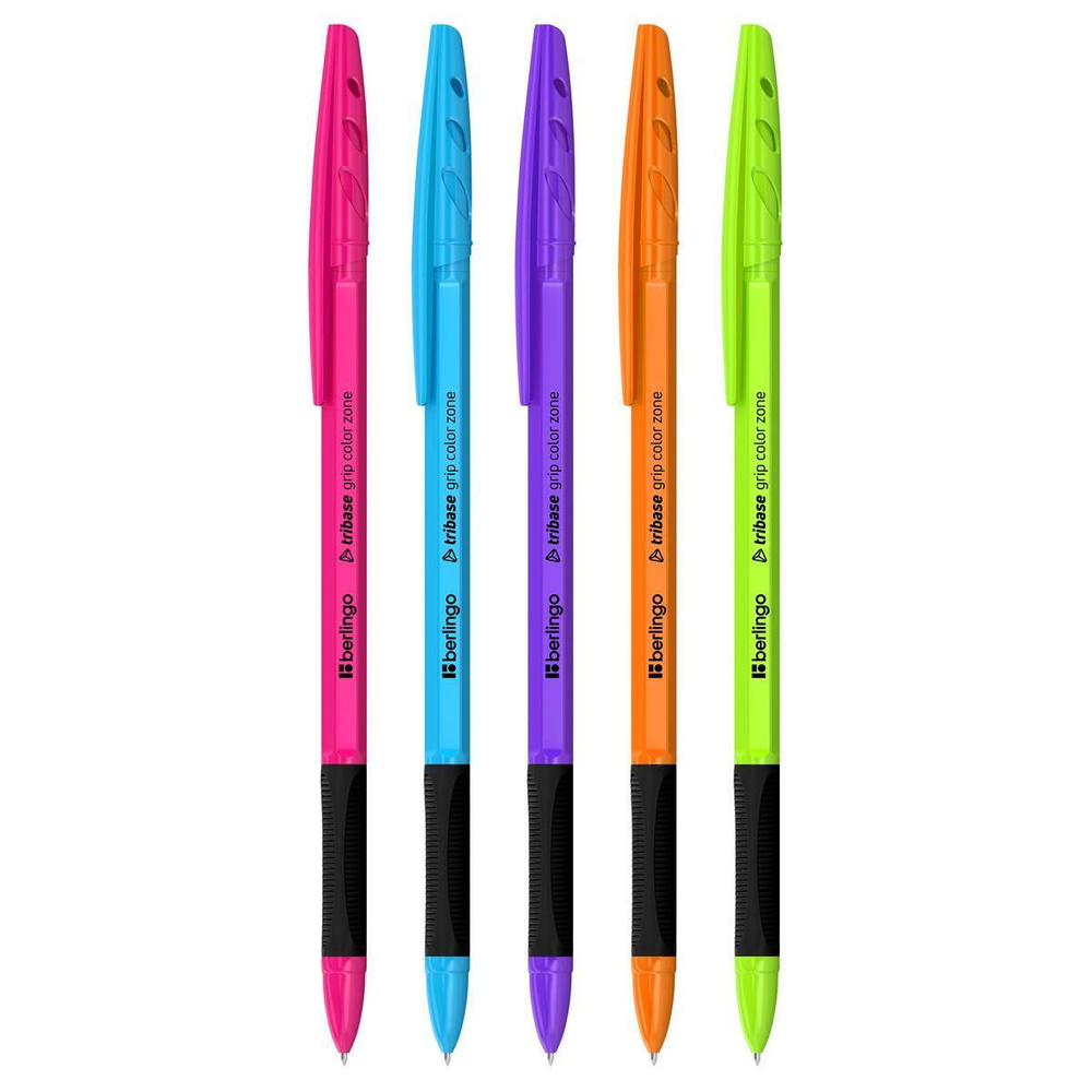 Ручка шариковая 0,7мм синяя "Tribase grip color zone" (Berlingo)