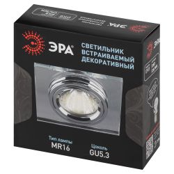 Светильник встраиваемый декоративный ЭРА DK8 CH/WH под лампу MR16 GU5.3 квадратный зеркальный/хром | Декоративные встраиваемые светильники
