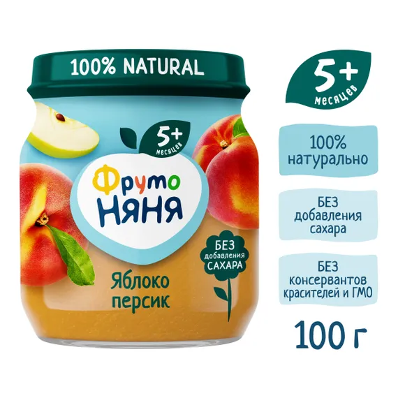 Пюре ФрутоНяня Яблоко-персик с 5 мес 100 г