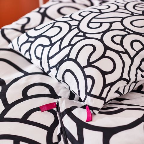 Комплект постельного белья IKEA SOTRONN (СОТРЕНН), Односпальный, Черно-белый, 150x200, 50x80 см