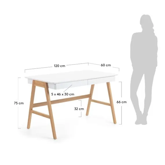 Письменный стол с ящиками Dyana 120x60 см, белый