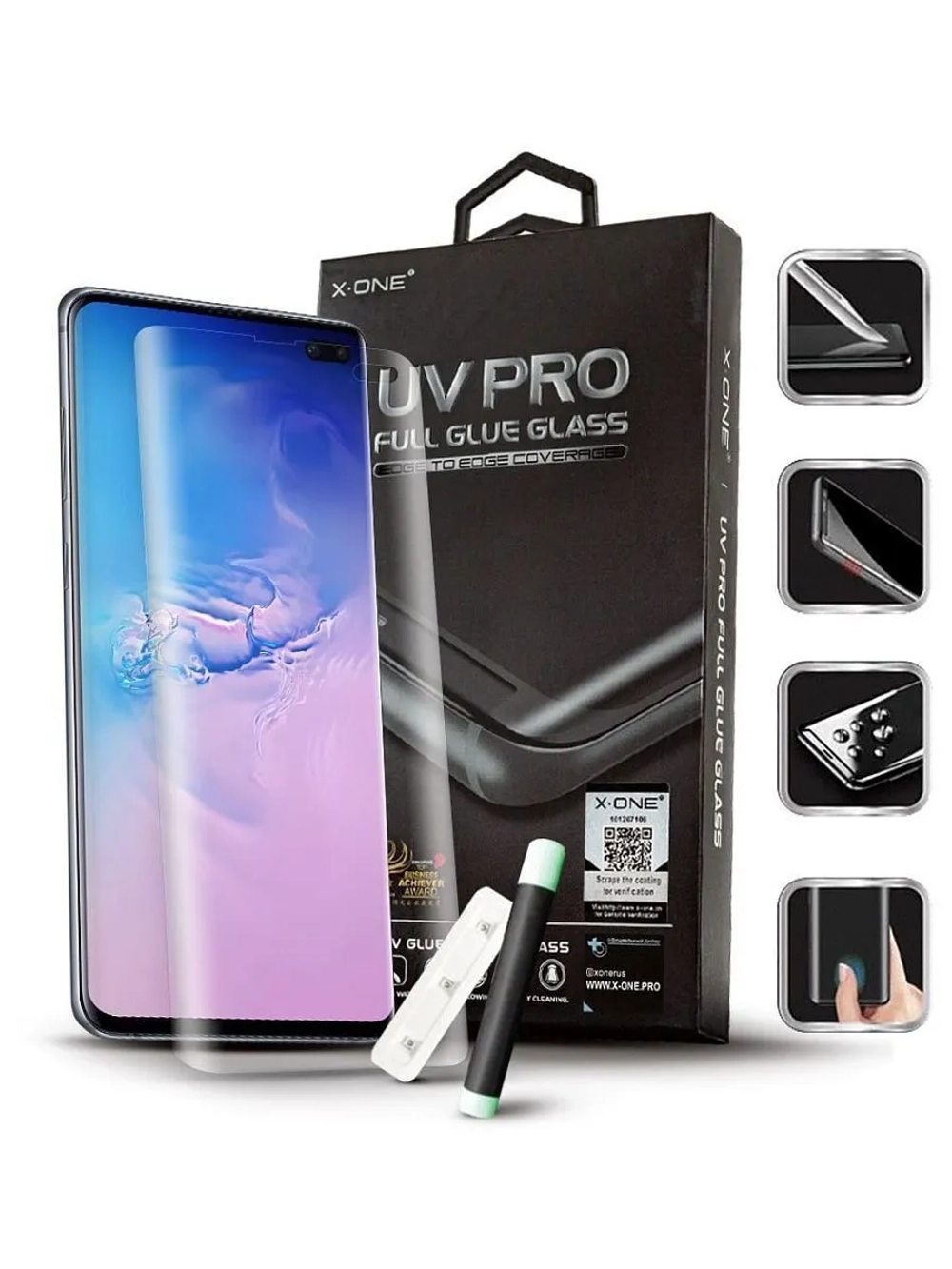 Косметическое защитное стекло для Galaxy S10+ X-ONE UV PRO на экран