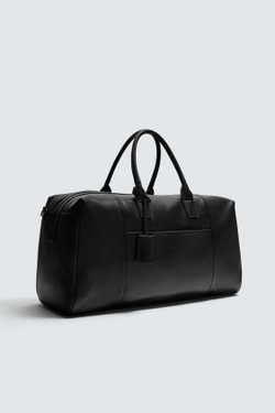 ZARA ДОРОЖНАЯ СУМКА ИЗ КОЖИ, ЧЕРНЫЙ