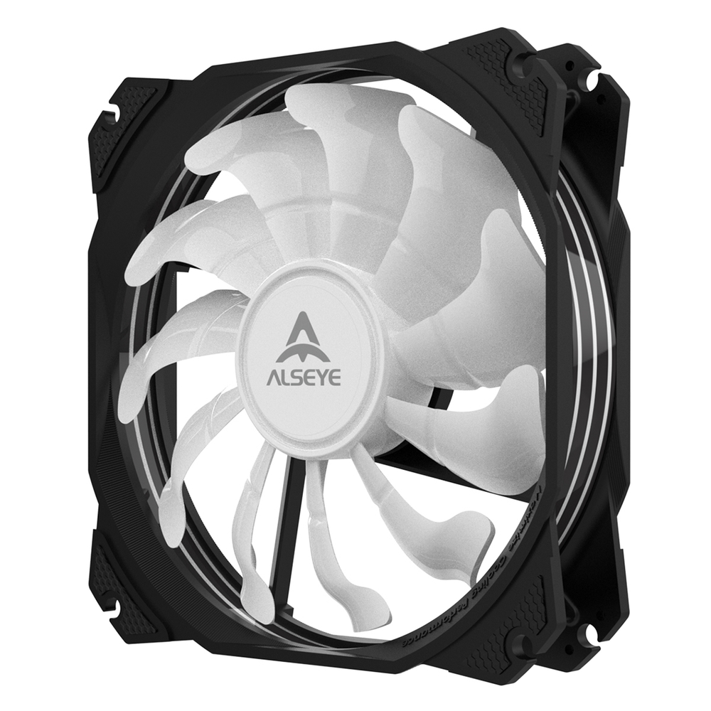 Комплект из 3 вентиляторов Alseye M120-P KIT, 120мм, 4-pin, черный-белый/ARGB, 800-1700rpm, 66CFM, 35.8дБ, контроллер, антивибропрокладки (AS.04.01.0034)