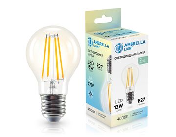 Светодиодная лампа Лон Filament LED A60 13W E27 4000K 220-240V 601314 Bulbing Ambrella