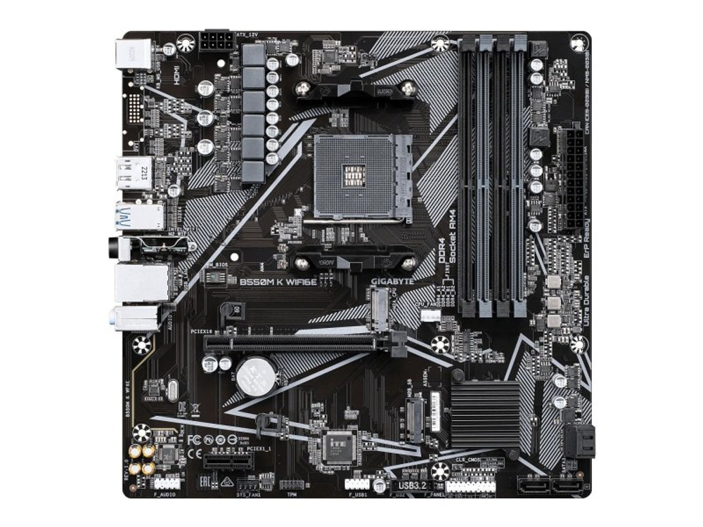 Материнская плата Gigabyte Ultra Durable B550M K WF6E, Socket AM4, AMD B550, mATX, RTL